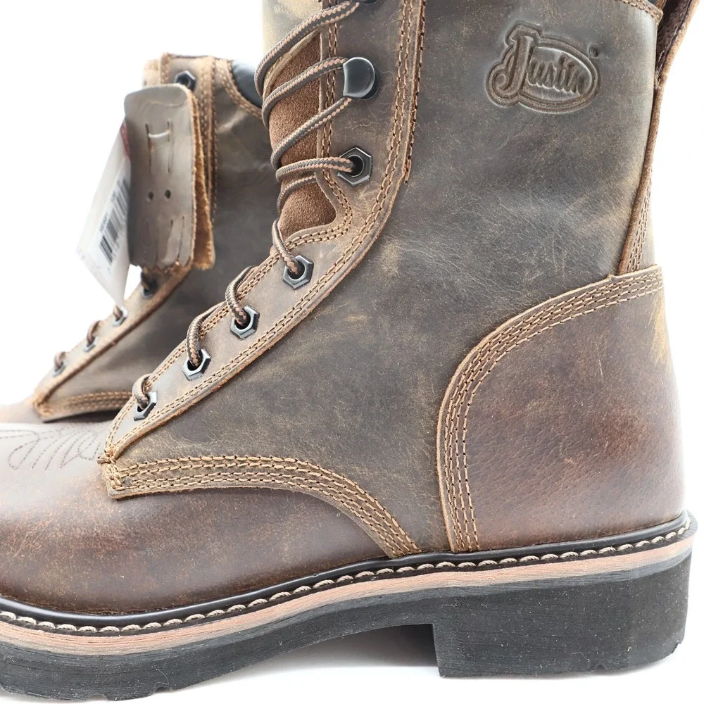 Justin Modern SE681 Work Boots Mens 12 D Brown Leather New With Tags